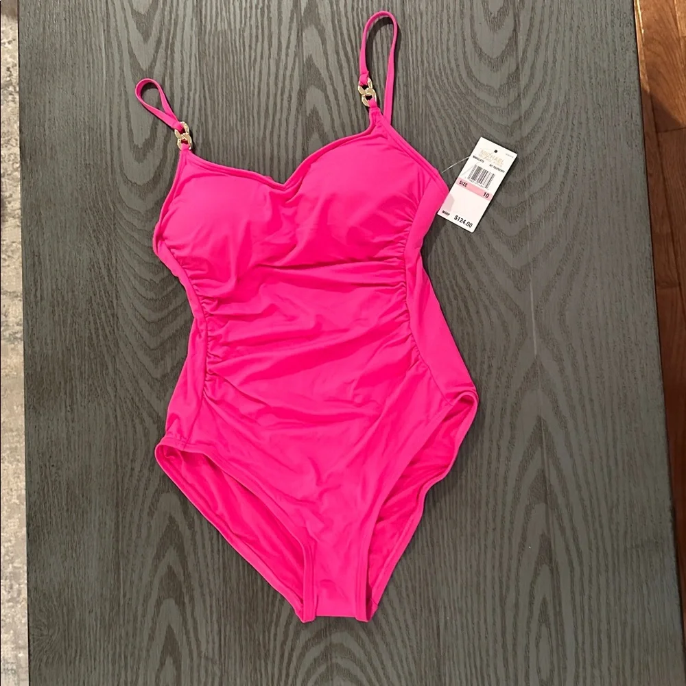 Michael Kors  Hot Pink One-Piece Swimsuit with Adjustable Straps